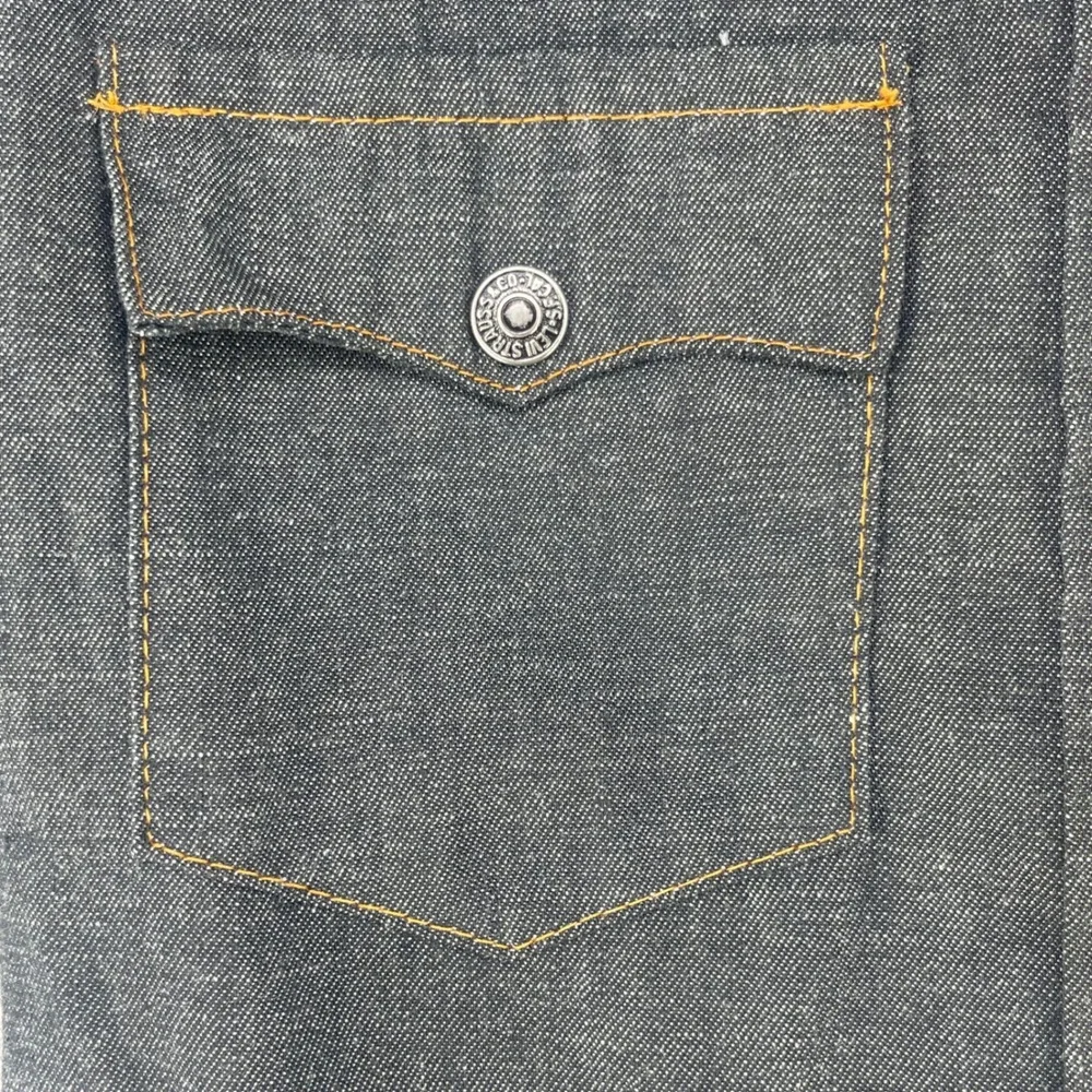 VTG Levis 70 Orange Tab Denim Shirt Men Small Gray Western Metal Snap Button USA